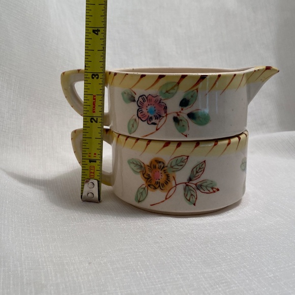 Vintage Stacking Cream and Sugar with Floral Pattern - Picture 7 of 9